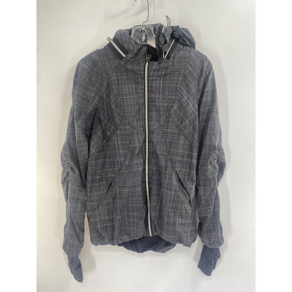 LULULEMON RUN HUSTLE JACKET GRAY STRIPED FULL ZIP SIZE 6 - Picture 1 of 7